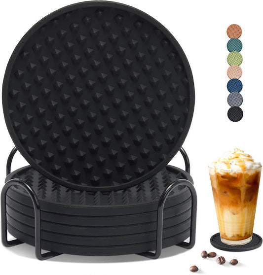 Silicone Drink Coasters with Holder Tabletop Protection V1263-JX-5414