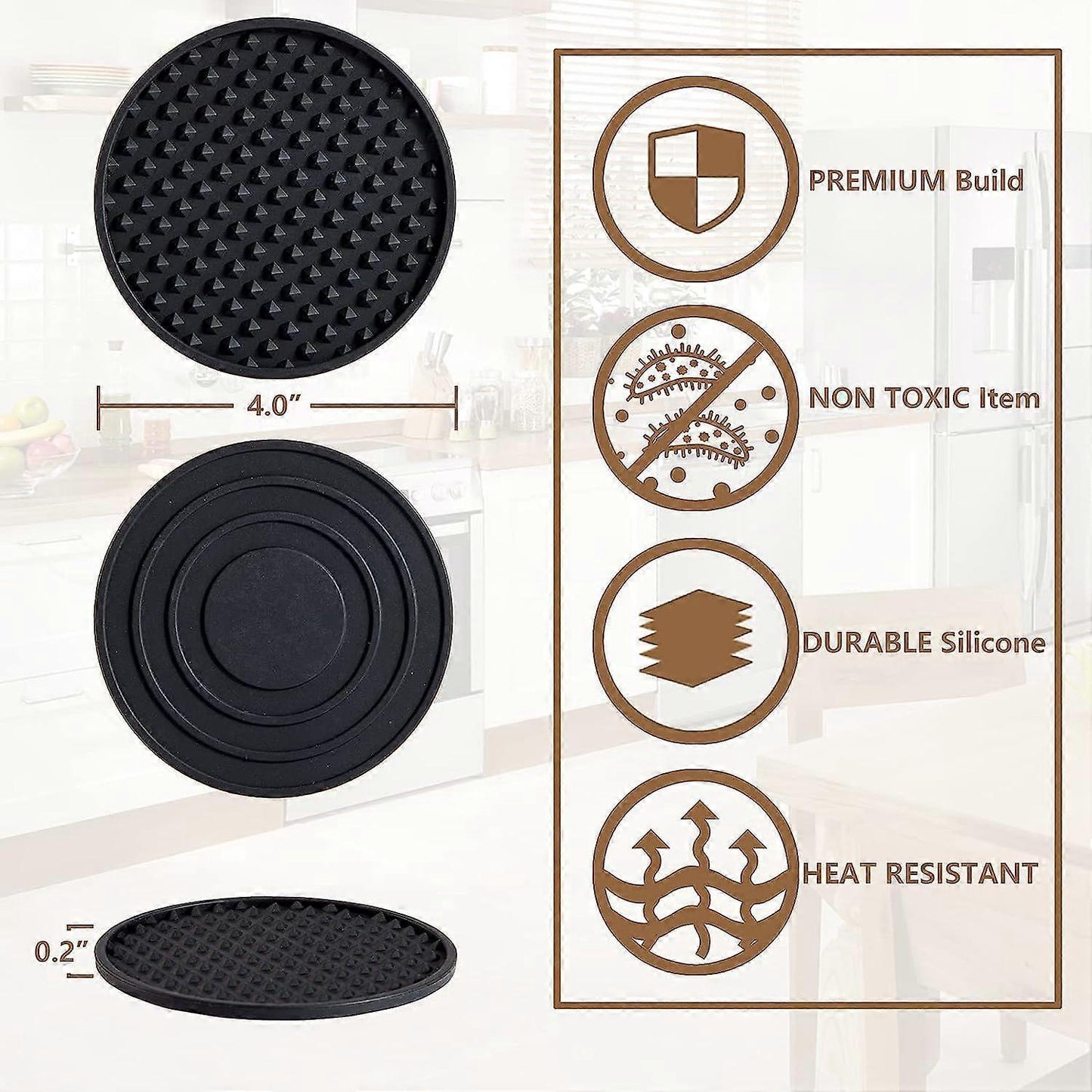 Silicone Drink Coasters with Holder Tabletop Protection V1263-JX-5414