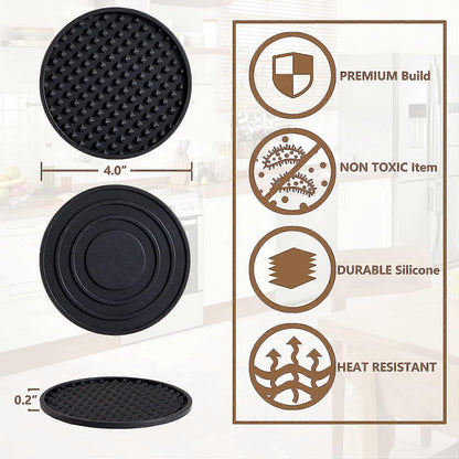 Silicone Drink Coasters with Holder Tabletop Protection V1263-JX-5414