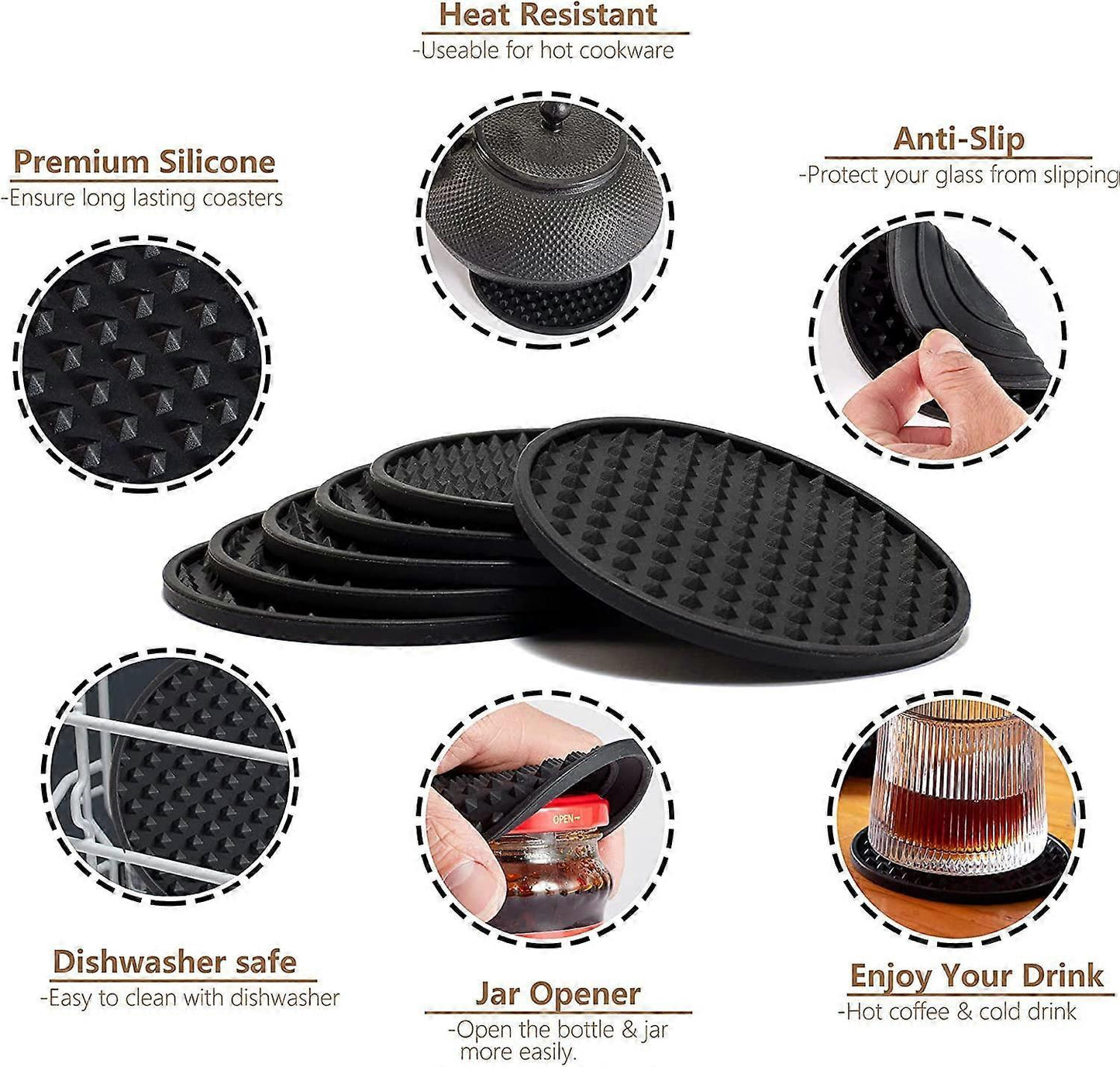 Silicone Drink Coasters with Holder Tabletop Protection V1263-JX-5414
