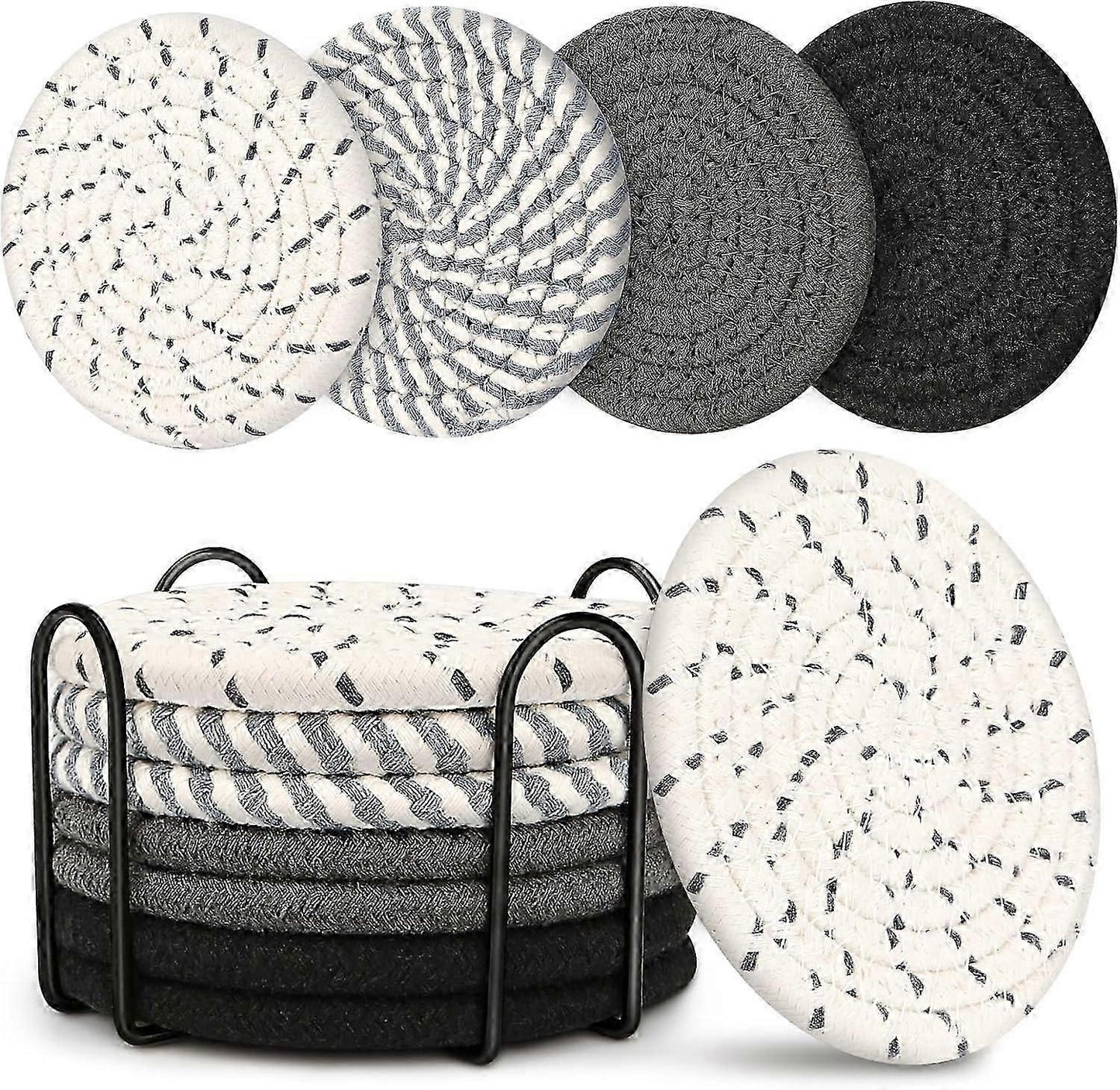 8pcs Absorbent Boho Drink Coasters for Coffee Table Gray V1263-JX-5415