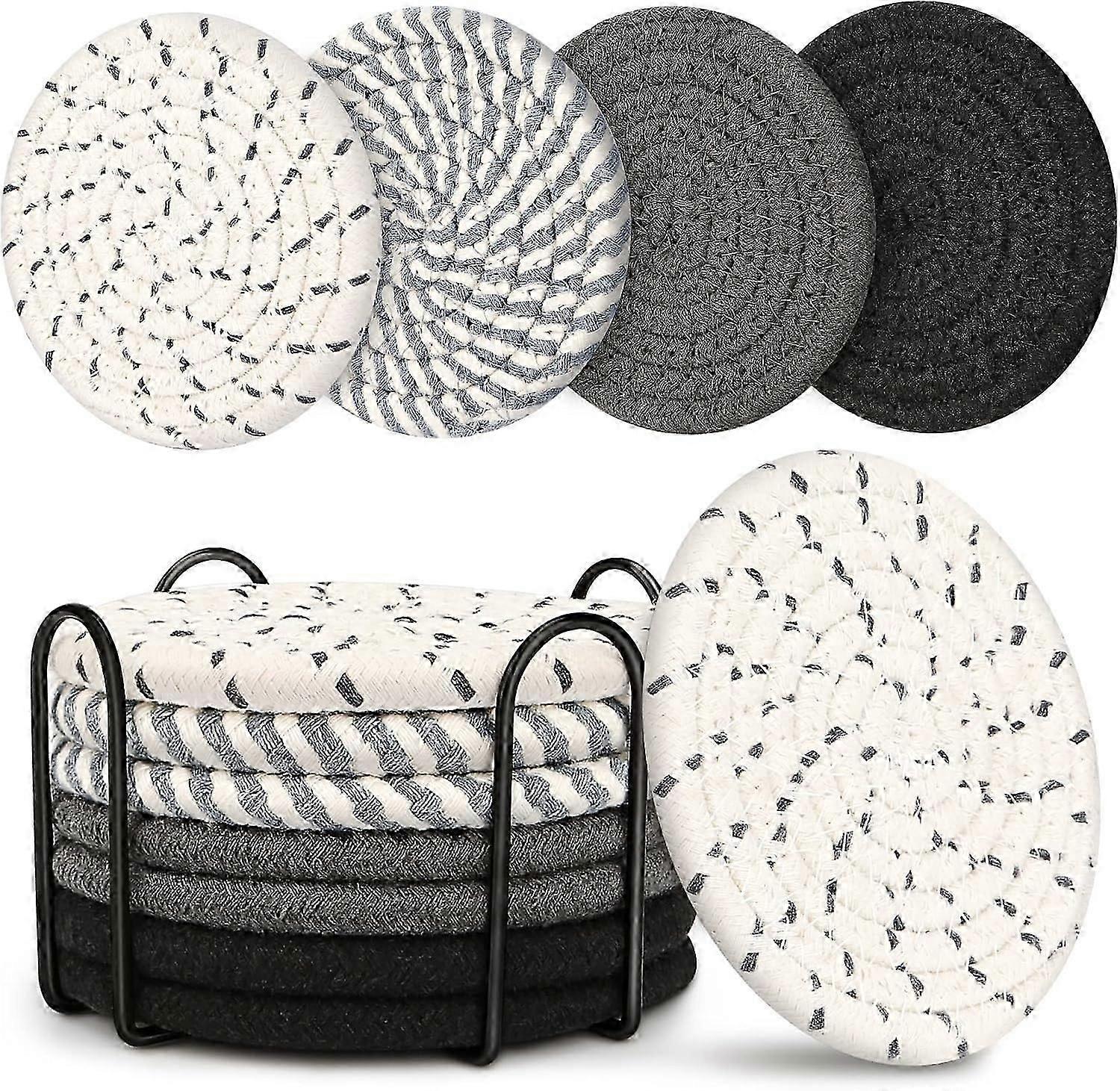 8pcs Absorbent Boho Drink Coasters for Coffee Table Gray V1263-JX-5415