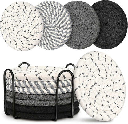 8pcs Absorbent Boho Drink Coasters for Coffee Table Gray V1263-JX-5415