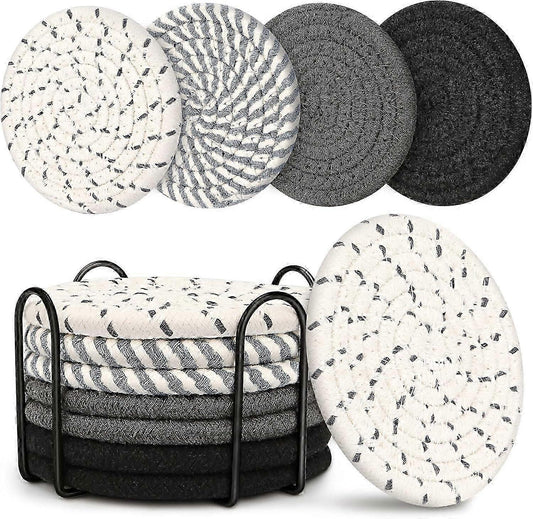 8pcs Absorbent Boho Drink Coasters for Coffee Table Gray V1263-JX-5415