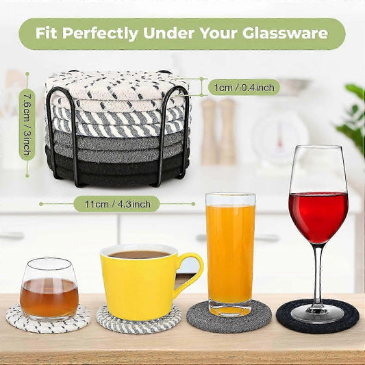 8pcs Absorbent Boho Drink Coasters for Coffee Table Gray V1263-JX-5415
