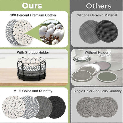8pcs Absorbent Boho Drink Coasters for Coffee Table Gray V1263-JX-5415