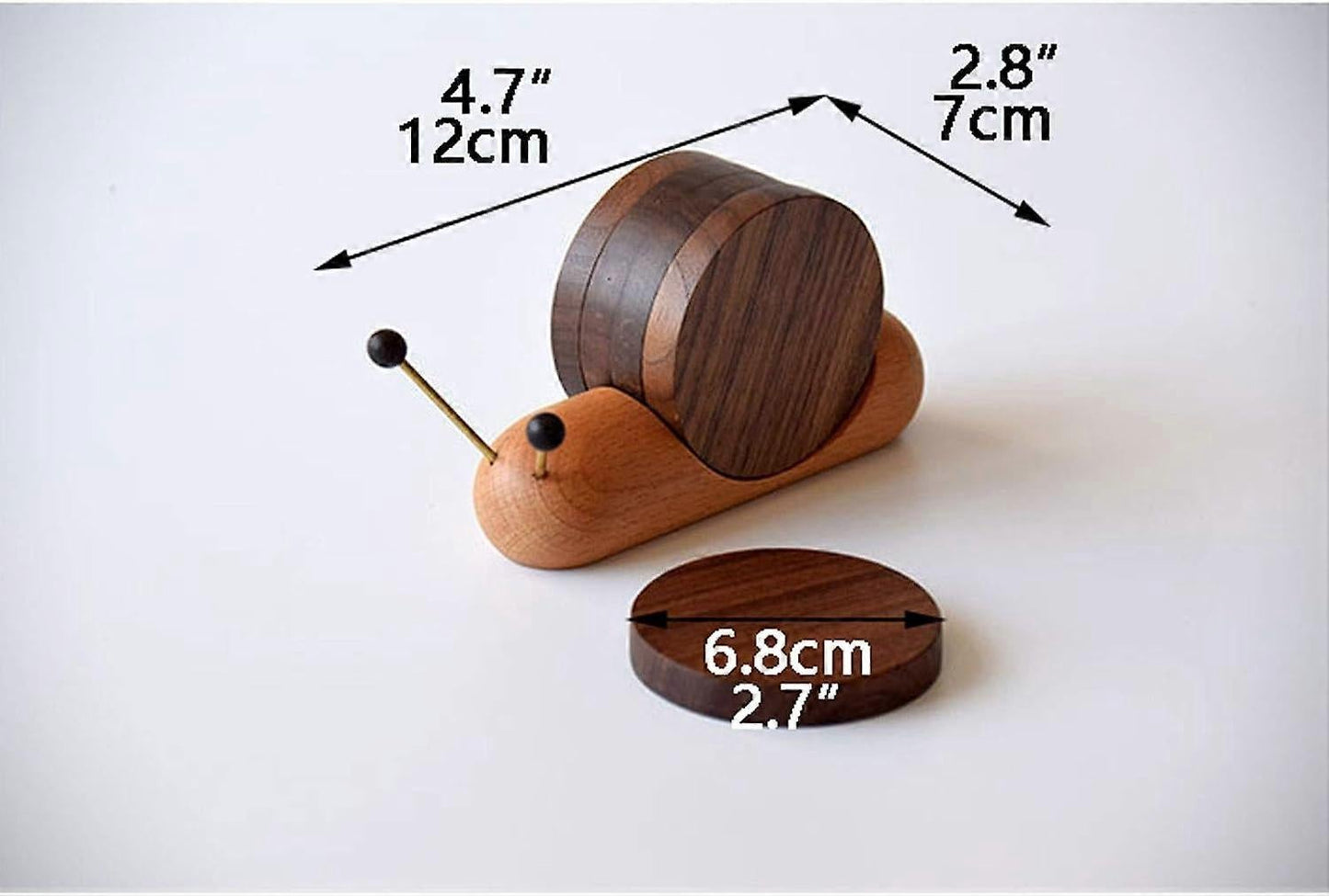 Round Wooden Coaster Set Funny Snail Shape Black Walnut V1263-JX-5416