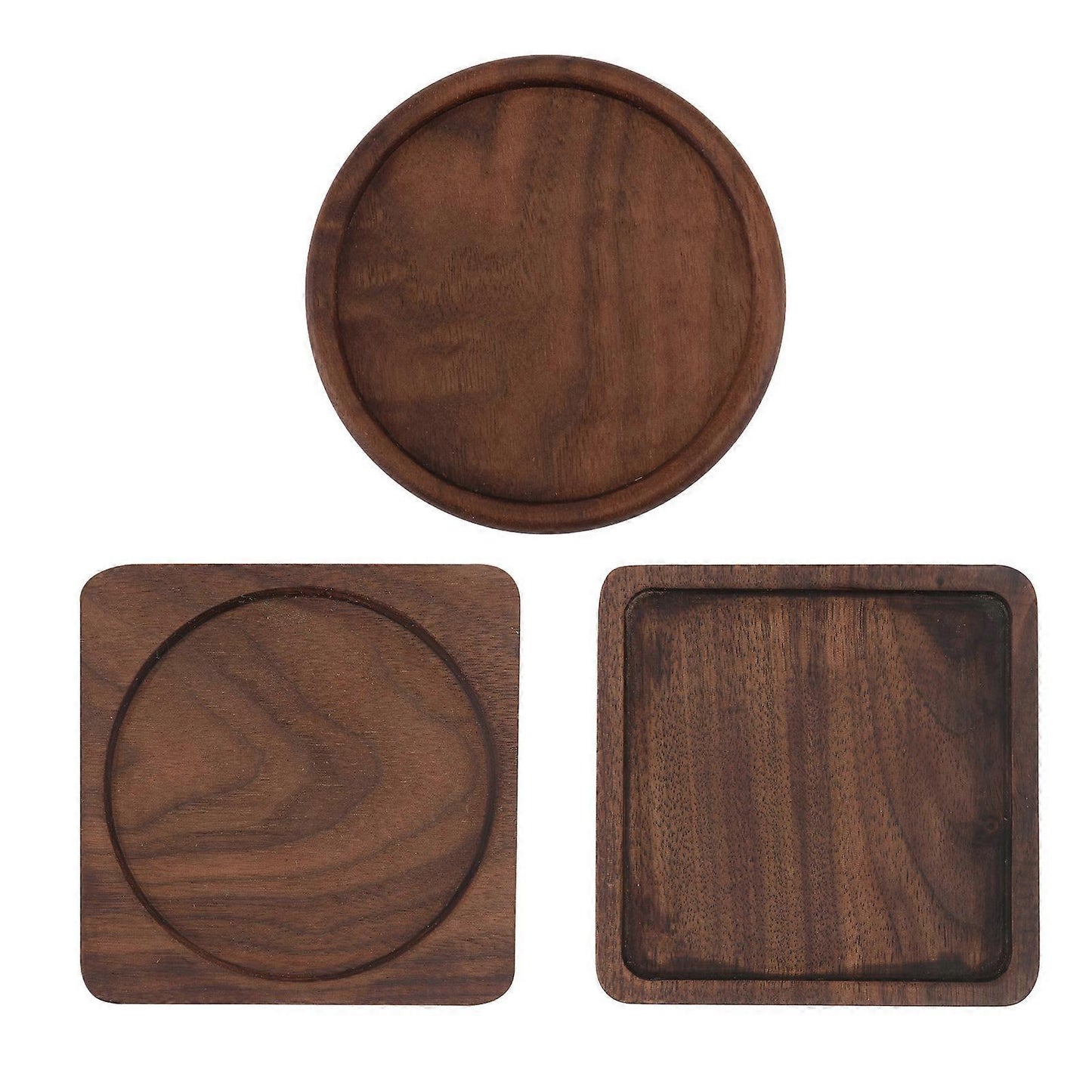 3pcs Square Wooden Drink Coasters Cup Mats V1263-JX-5417