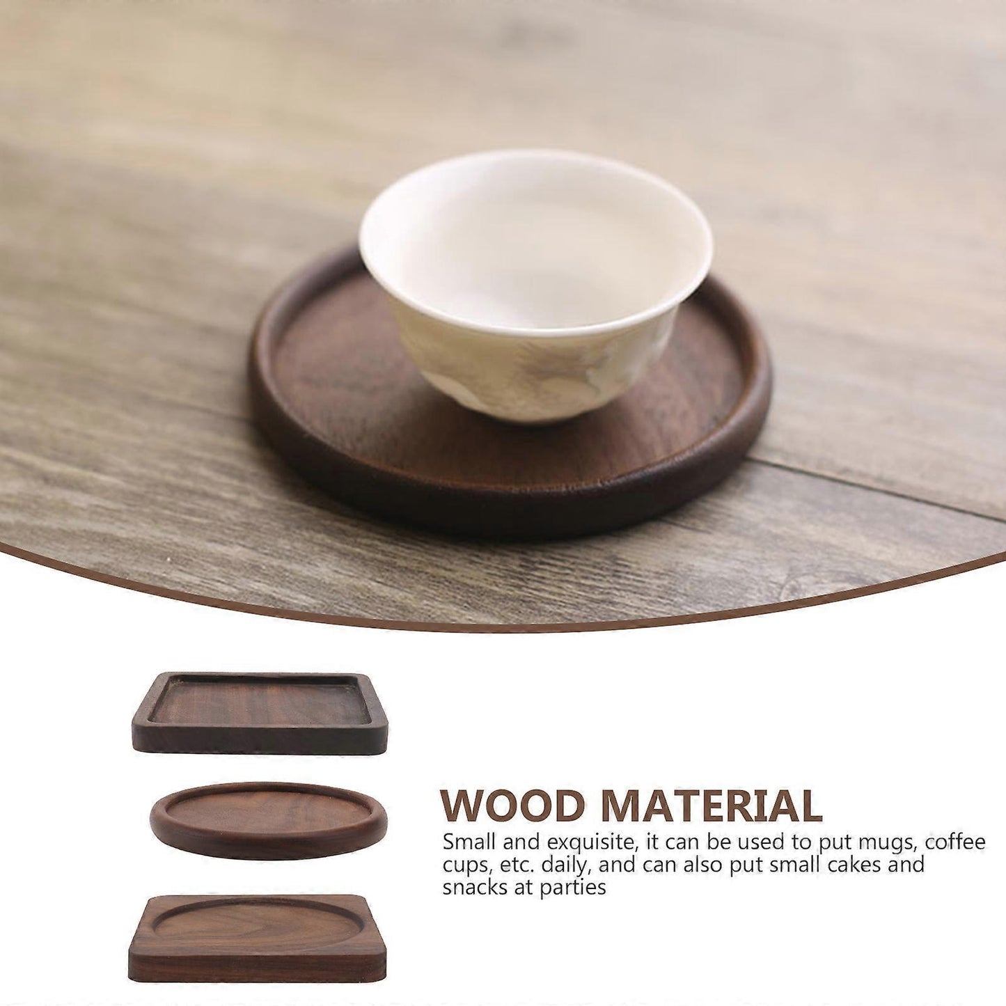 3pcs Square Wooden Drink Coasters Cup Mats V1263-JX-5417
