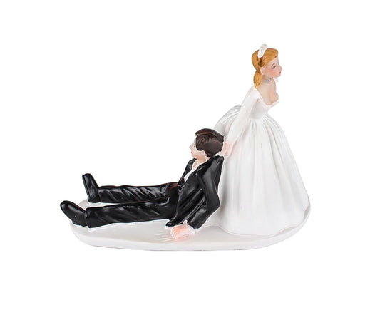Elegant Bride Groom Couple Cake Topper Wedding Resin Figurine Valentine Day Gift-Skin Color V1263-JX-542