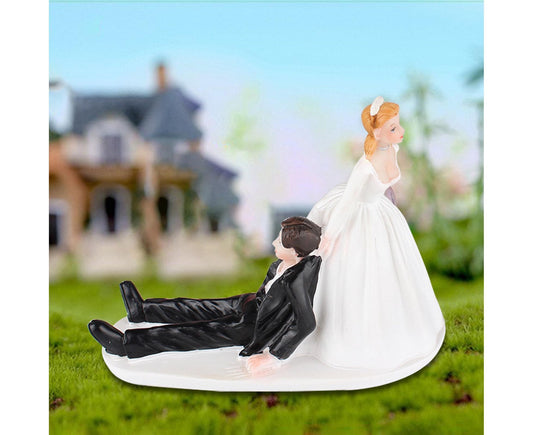 Elegant Bride Groom Couple Cake Topper Wedding Resin Figurine Valentine Day Gift-Skin Color V1263-JX-542