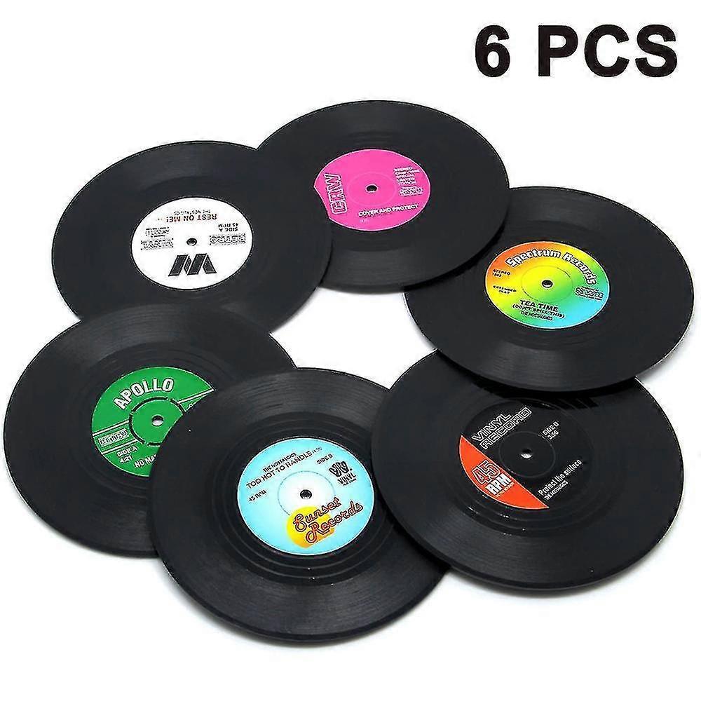 6pcs Retro Vinyl Record Drink Coasters Set V1263-JX-5423