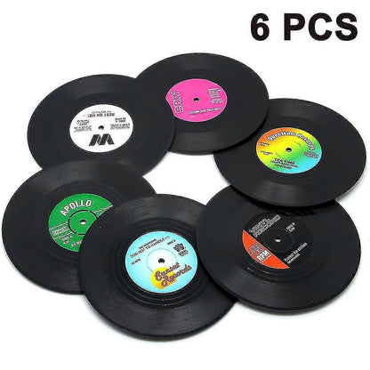 6pcs Retro Vinyl Record Drink Coasters Set V1263-JX-5423