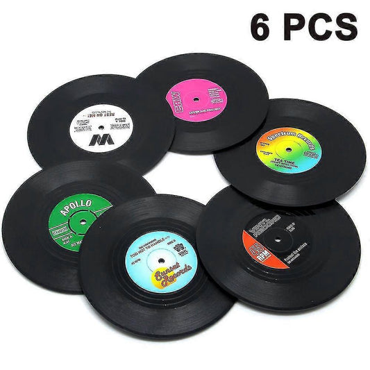 6pcs Retro Vinyl Record Drink Coasters Set V1263-JX-5423