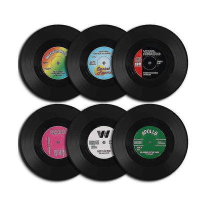 6pcs Retro Vinyl Record Drink Coasters Set V1263-JX-5423