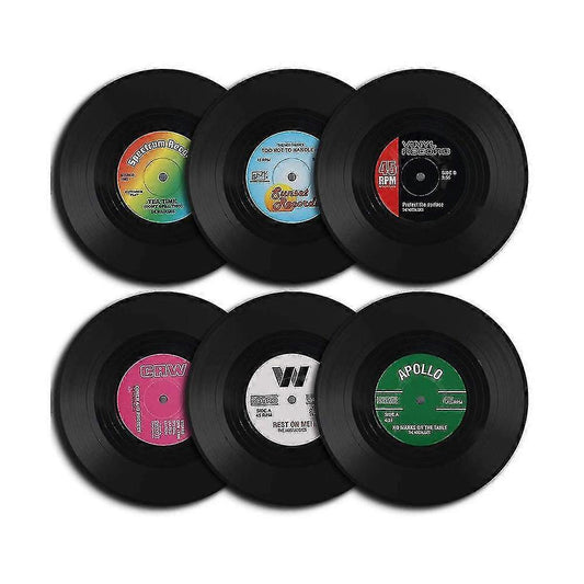 6pcs Retro Vinyl Record Drink Coasters Set V1263-JX-5423