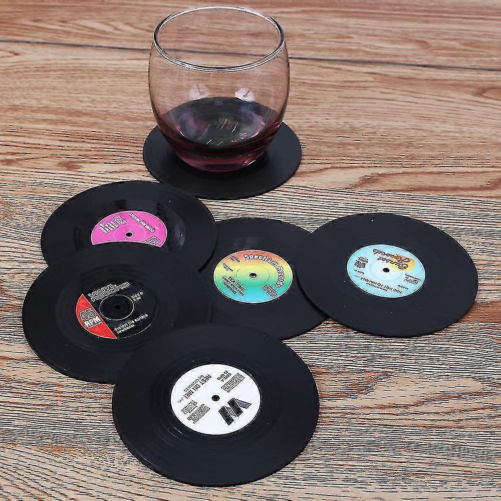 6pcs Retro Vinyl Record Drink Coasters Set V1263-JX-5423