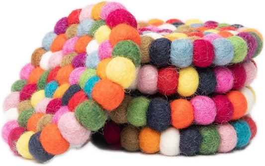 5pcs Felt Ball Round Drink Coasters Set V1263-JX-5425