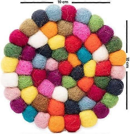 5pcs Felt Ball Round Drink Coasters Set V1263-JX-5425
