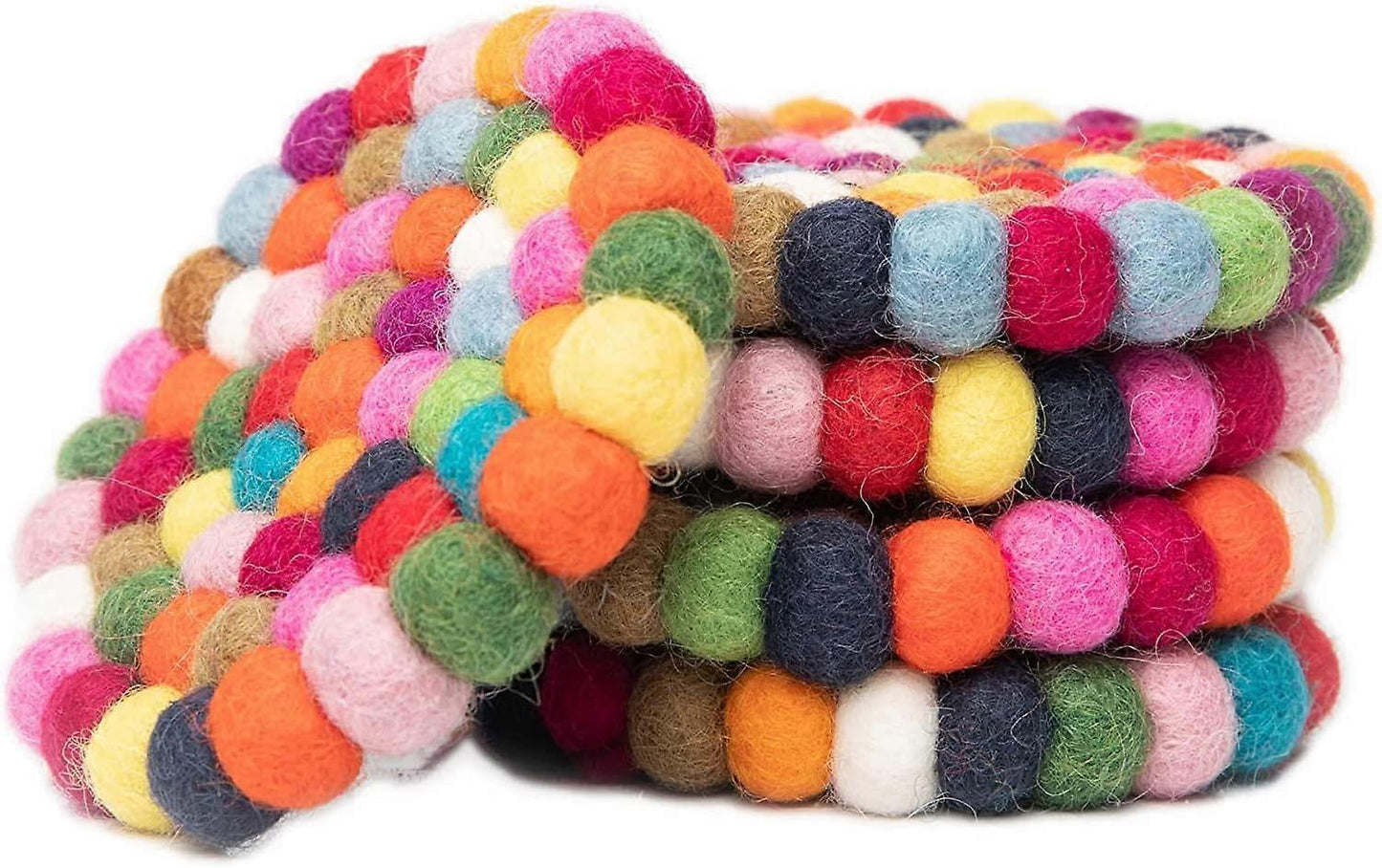 5pcs Felt Ball Round Drink Coasters Set V1263-JX-5425