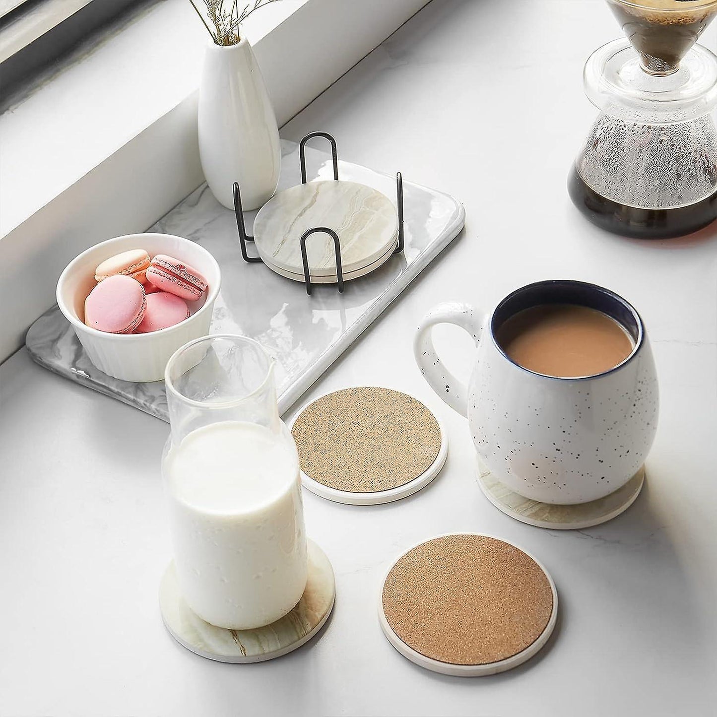 Marble Absorbent Drink Coasters Table Protection V1263-JX-5426