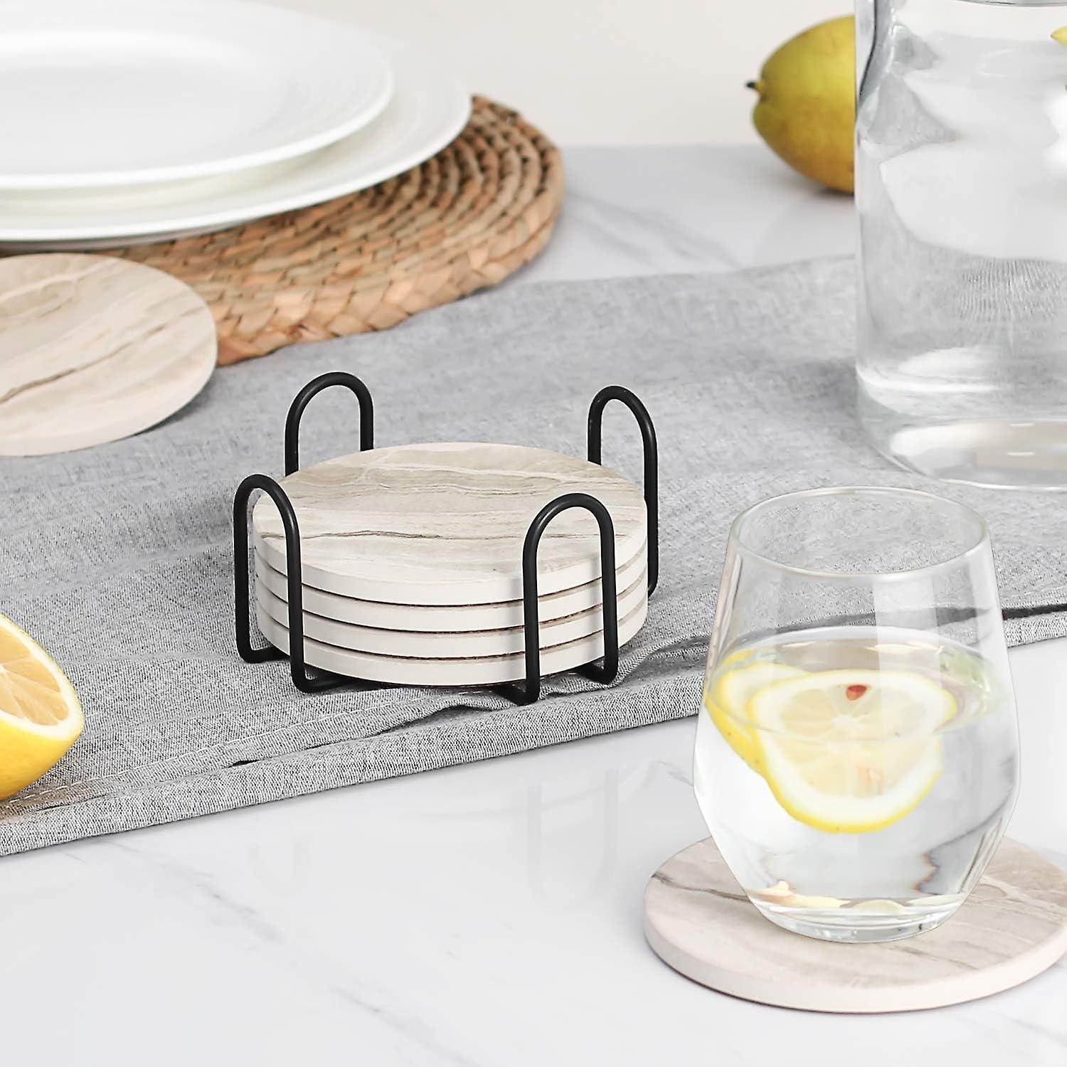 Marble Absorbent Drink Coasters Table Protection V1263-JX-5426