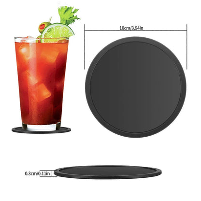 8pcs Round Black Silicone Drink Coasters for Glasses Cups V1263-JX-5430