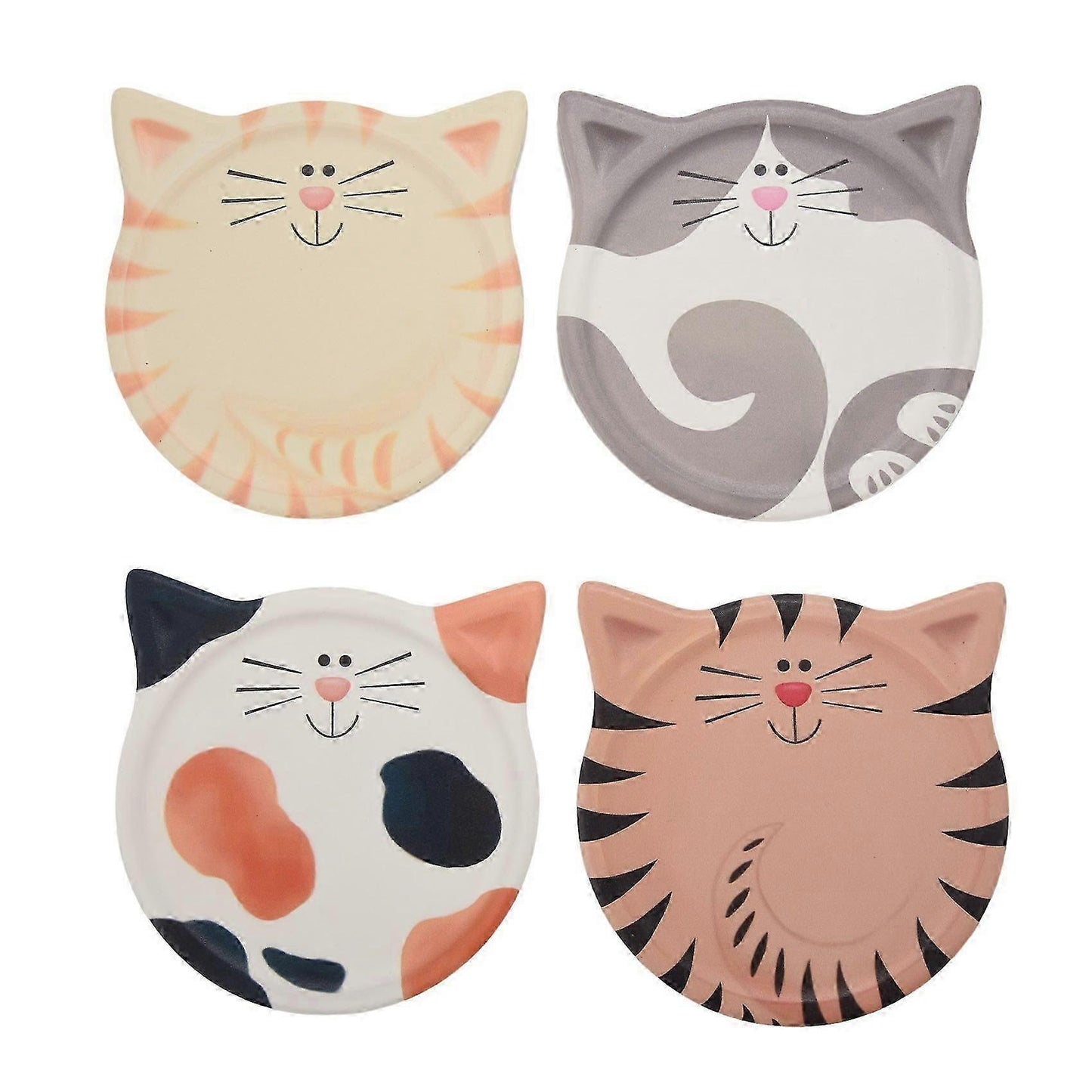 4pcs Absorbent Ceramic Drink Coasters Cute Design for Coffee Milk Tea V1263-JX-5431