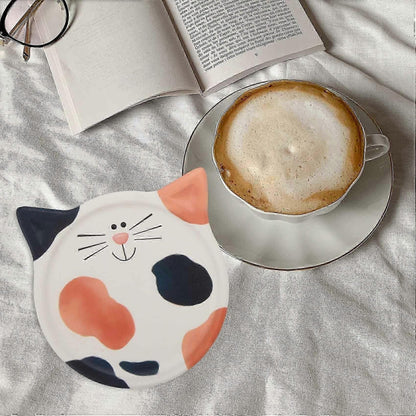 4pcs Absorbent Ceramic Drink Coasters Cute Design for Coffee Milk Tea V1263-JX-5431