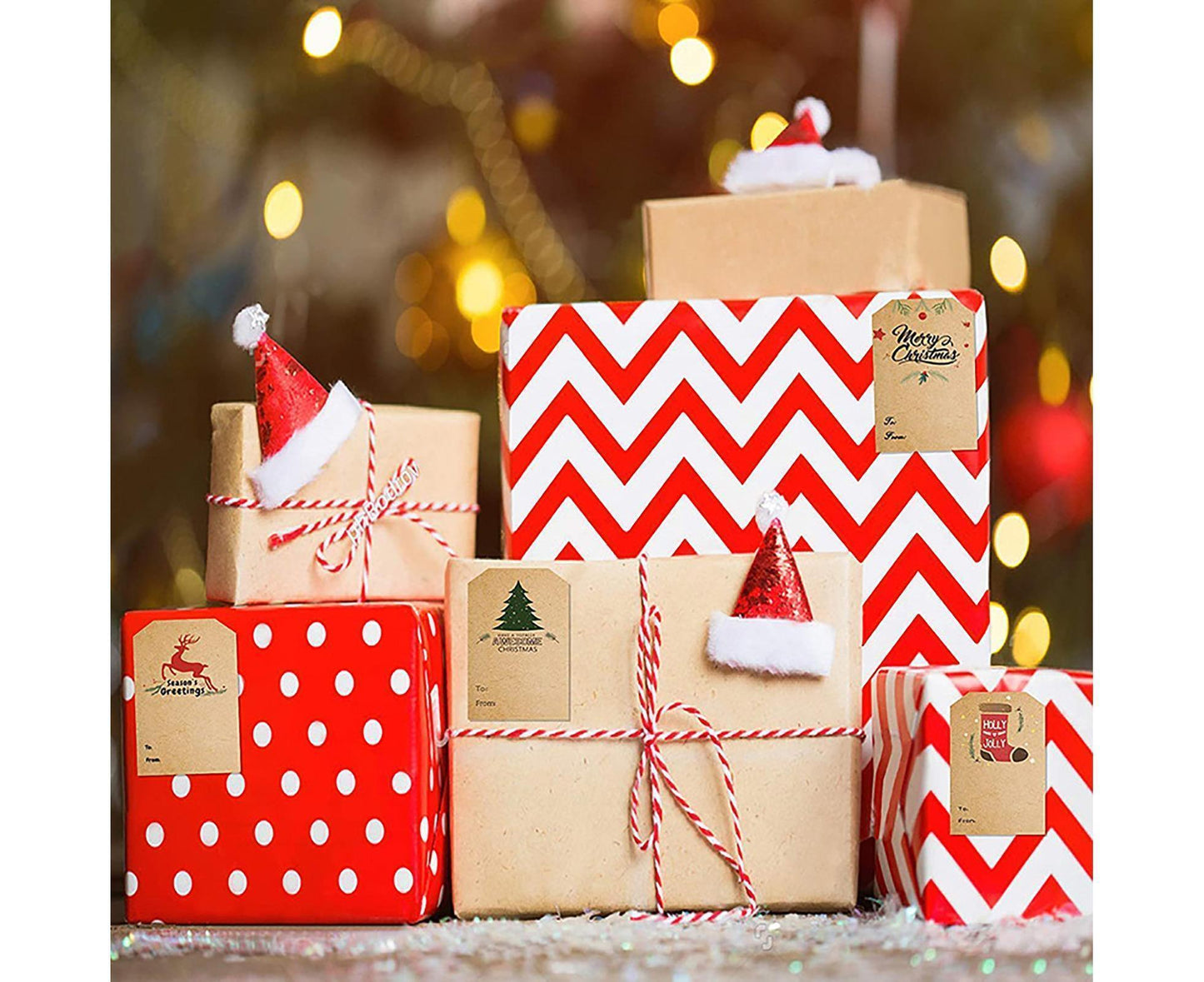 300Pcs/Roll Christmas Gift Sticker-Cowhide Color V1263-JX-544