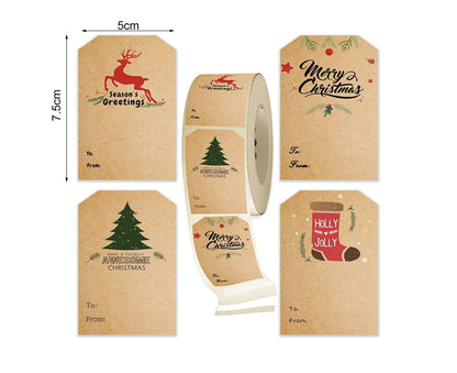 300Pcs/Roll Christmas Gift Sticker-Cowhide Color V1263-JX-544
