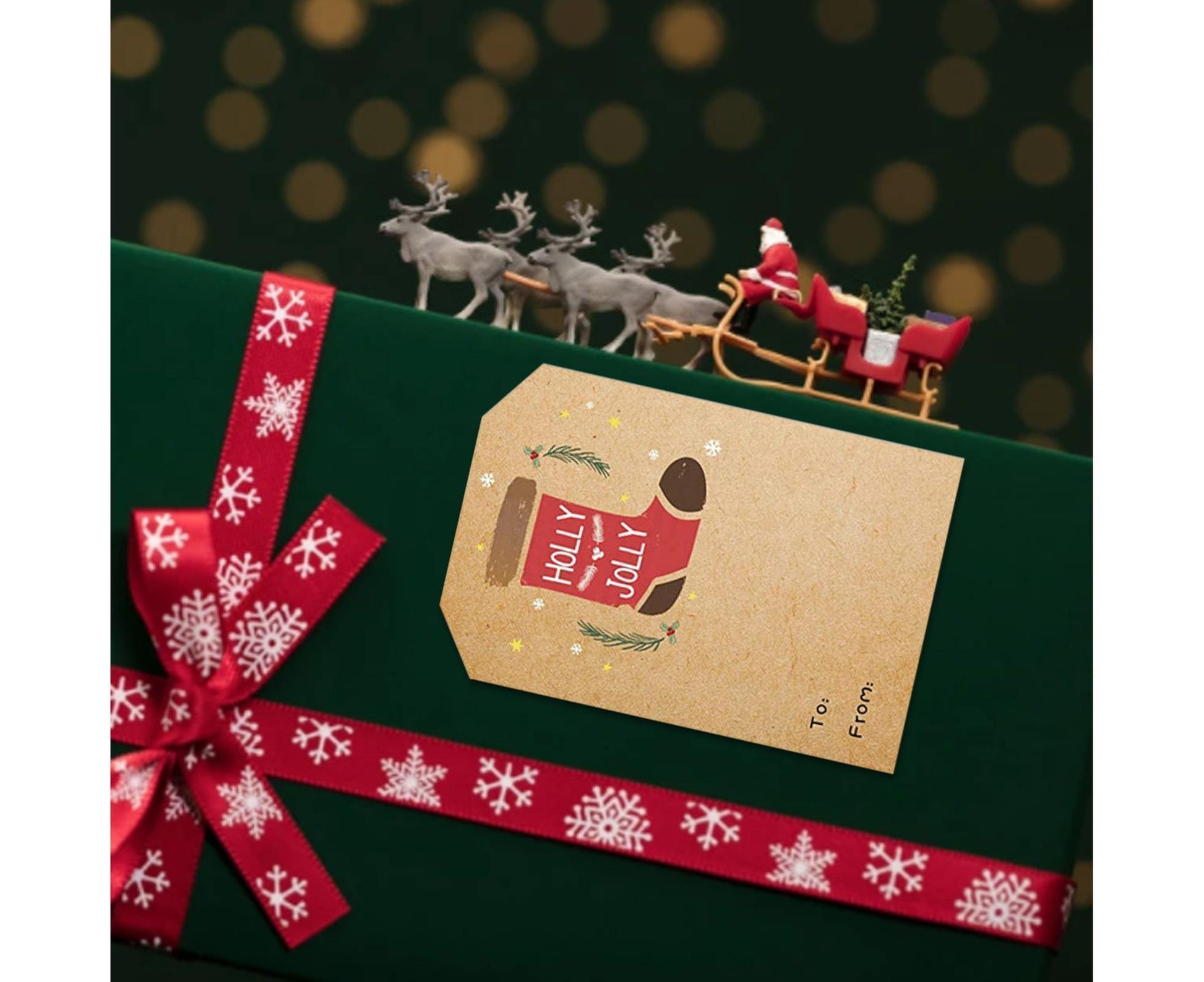 300Pcs/Roll Christmas Gift Sticker-Cowhide Color V1263-JX-544