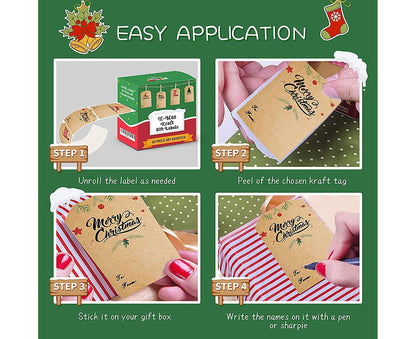 300Pcs/Roll Christmas Gift Sticker-Cowhide Color V1263-JX-544