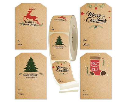 300Pcs/Roll Christmas Gift Sticker-Cowhide Color V1263-JX-544