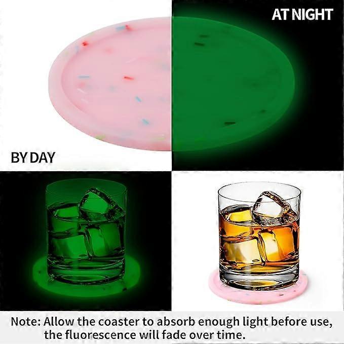 8pcs Glow in Dark Silicone Drink Coasters Non-Slip Tabletop Protection V1263-JX-5441