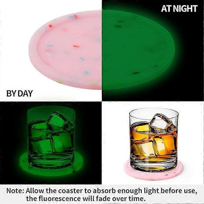 8pcs Glow in Dark Silicone Drink Coasters Non-Slip Tabletop Protection V1263-JX-5441