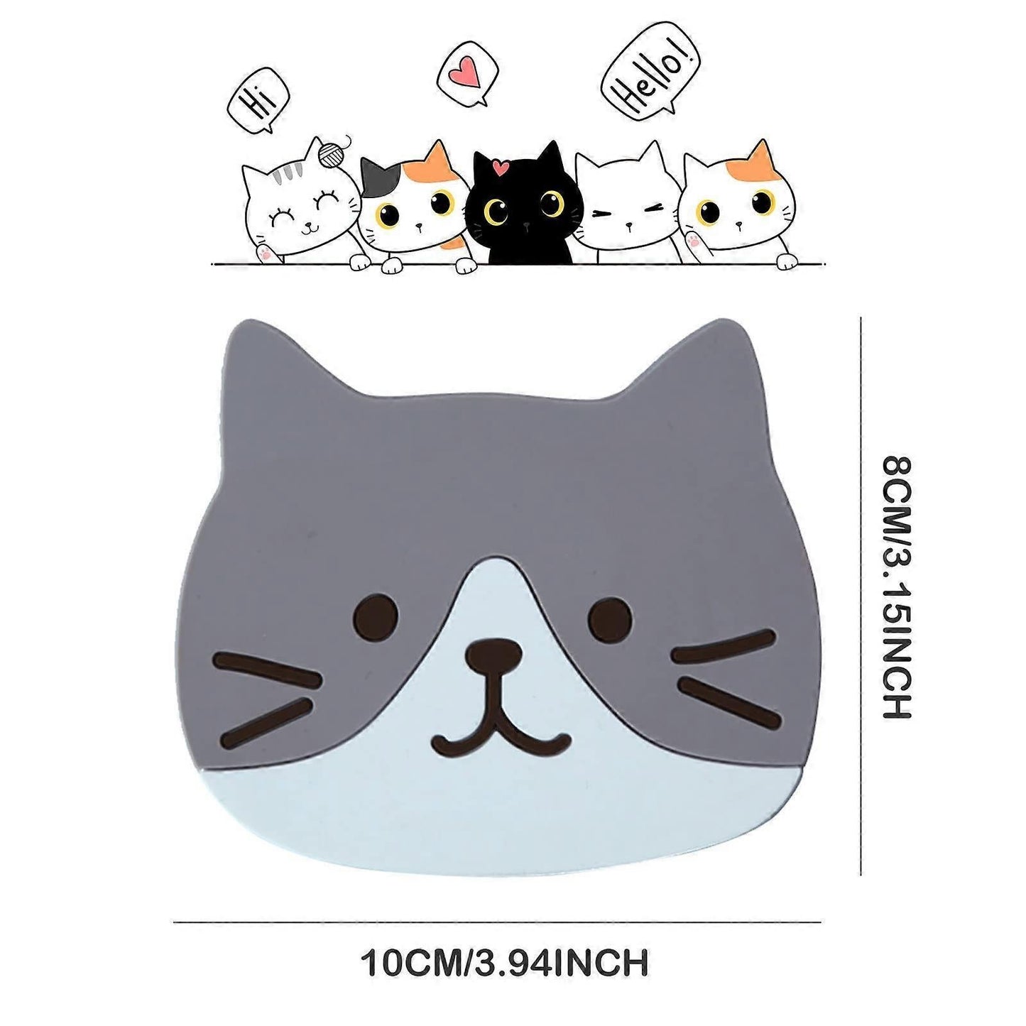 5pcs Cute Cartoon Cat Silicone Drink Coasters Decorative Table Coasters V1263-JX-5444
