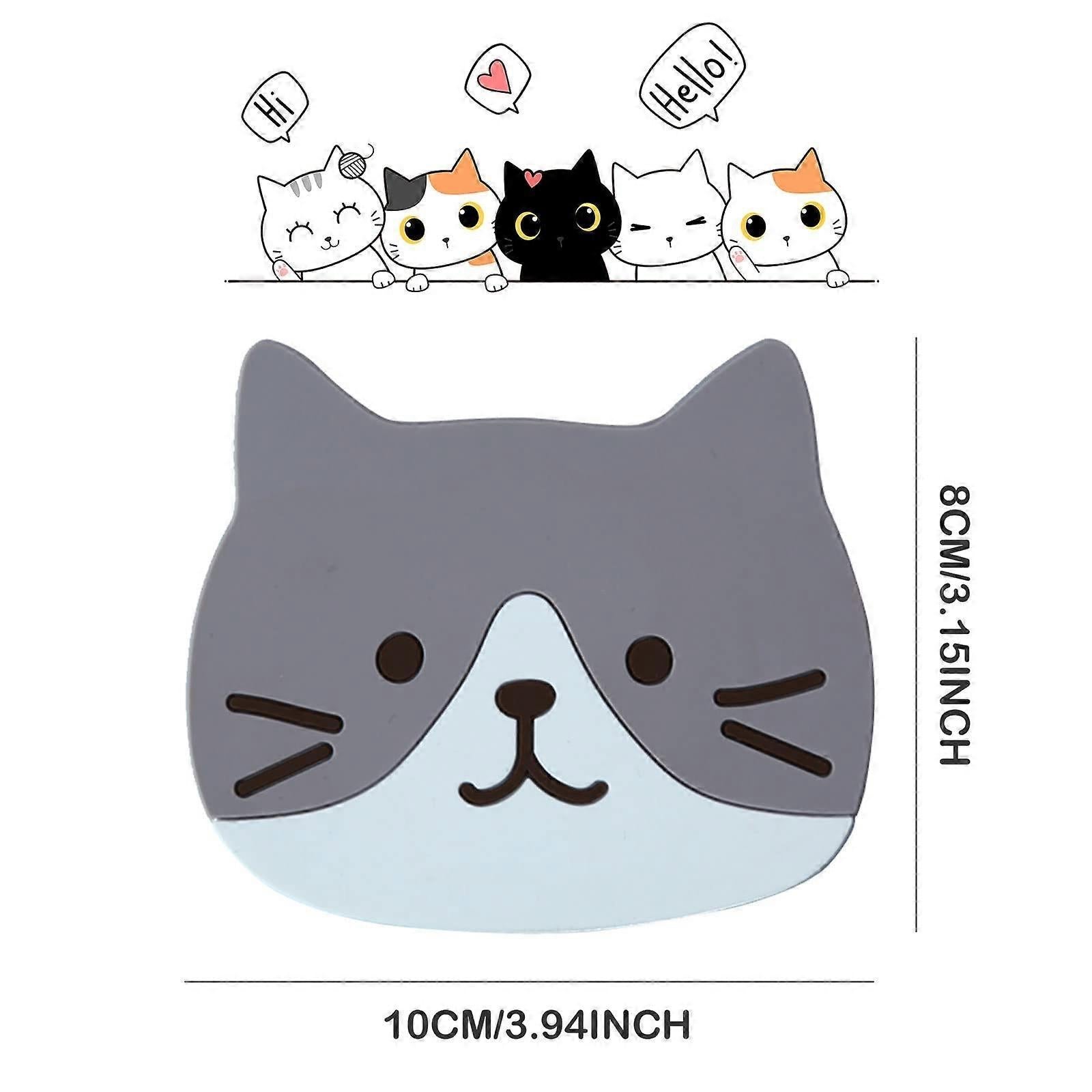 5pcs Cute Cartoon Cat Silicone Drink Coasters Decorative Table Coasters V1263-JX-5444