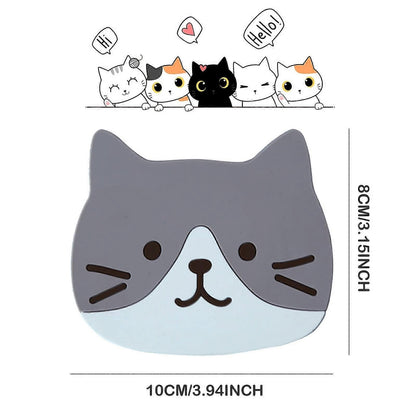 5pcs Cute Cartoon Cat Silicone Drink Coasters Decorative Table Coasters V1263-JX-5444