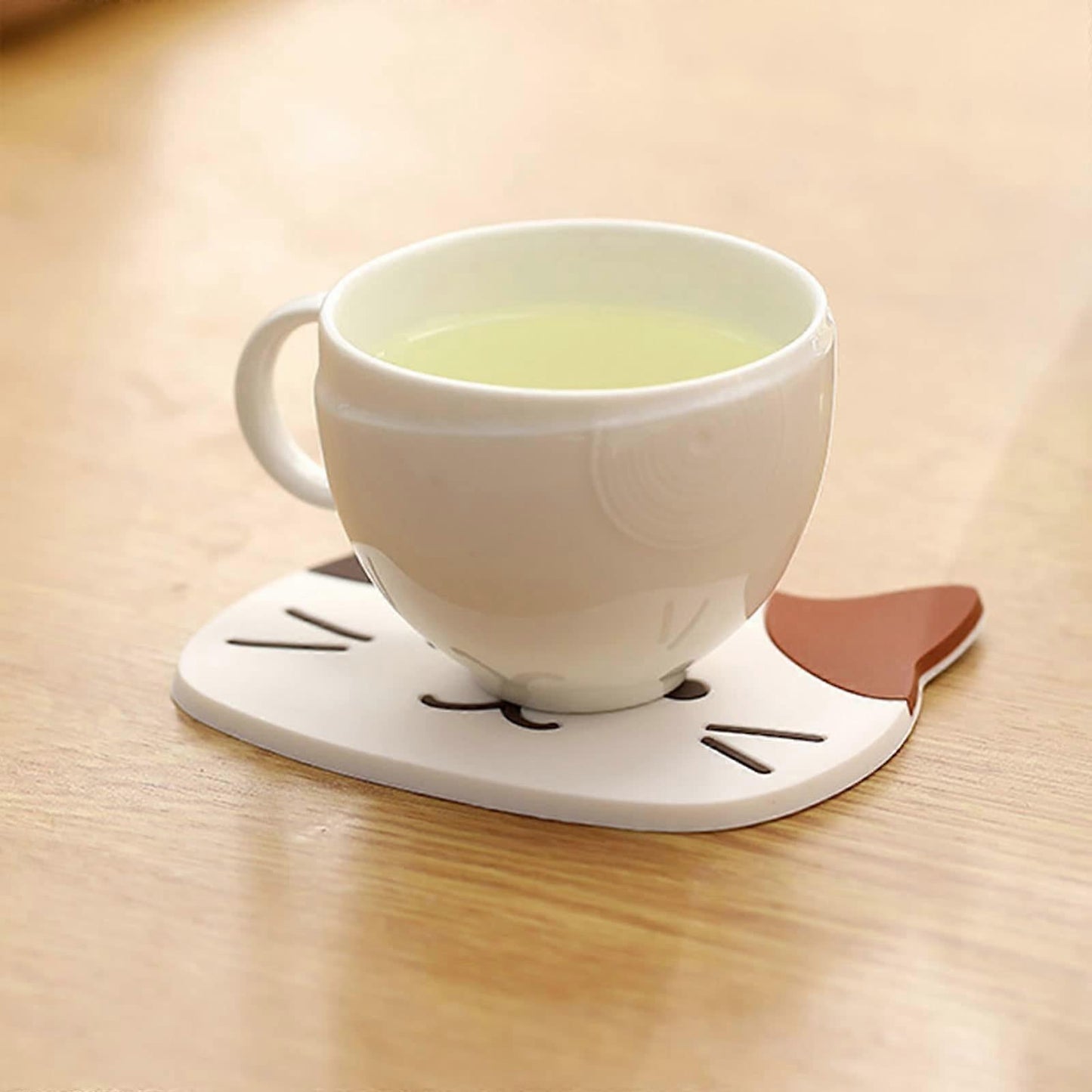 5pcs Cute Cartoon Cat Silicone Drink Coasters Decorative Table Coasters V1263-JX-5444