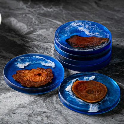 6pcs Wooden Epoxy Resin Drink Coasters Modern Style V1263-JX-5445