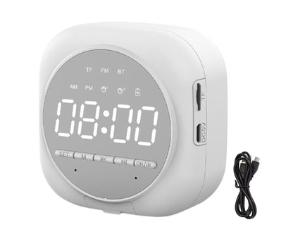 Q12 Bluetooth-compatible 5.0 Multifunctional Alarm Clock Subwoofer Speaker Support TF Card - White V1263-JX-546