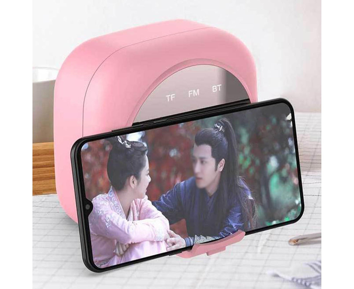 Q12 Bluetooth-compatible 5.0 Multifunctional Alarm Clock Subwoofer Speaker Support TF Card - White V1263-JX-546