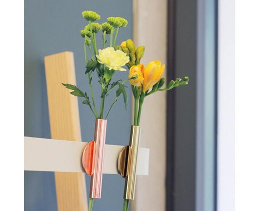 Wall Mounted Adhesive Metal Dried Flower Vase Tube Home Garden Balcony Decor-Rose Gold V1263-JX-548
