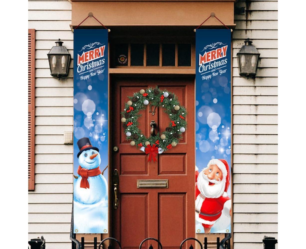 2Pcs/Set Door Hanging Banners Couplets Home Decor Ornaments for Christmas Party-1# V1263-JX-549