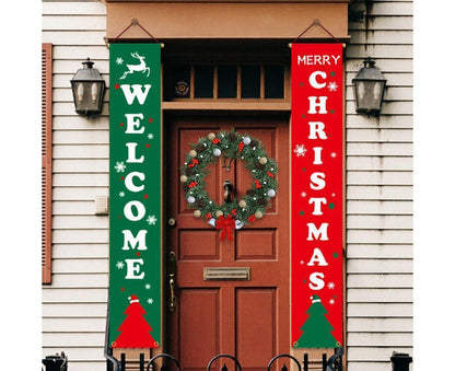 2Pcs/Set Door Hanging Banners Couplets Home Decor Ornaments for Christmas Party-1# V1263-JX-549