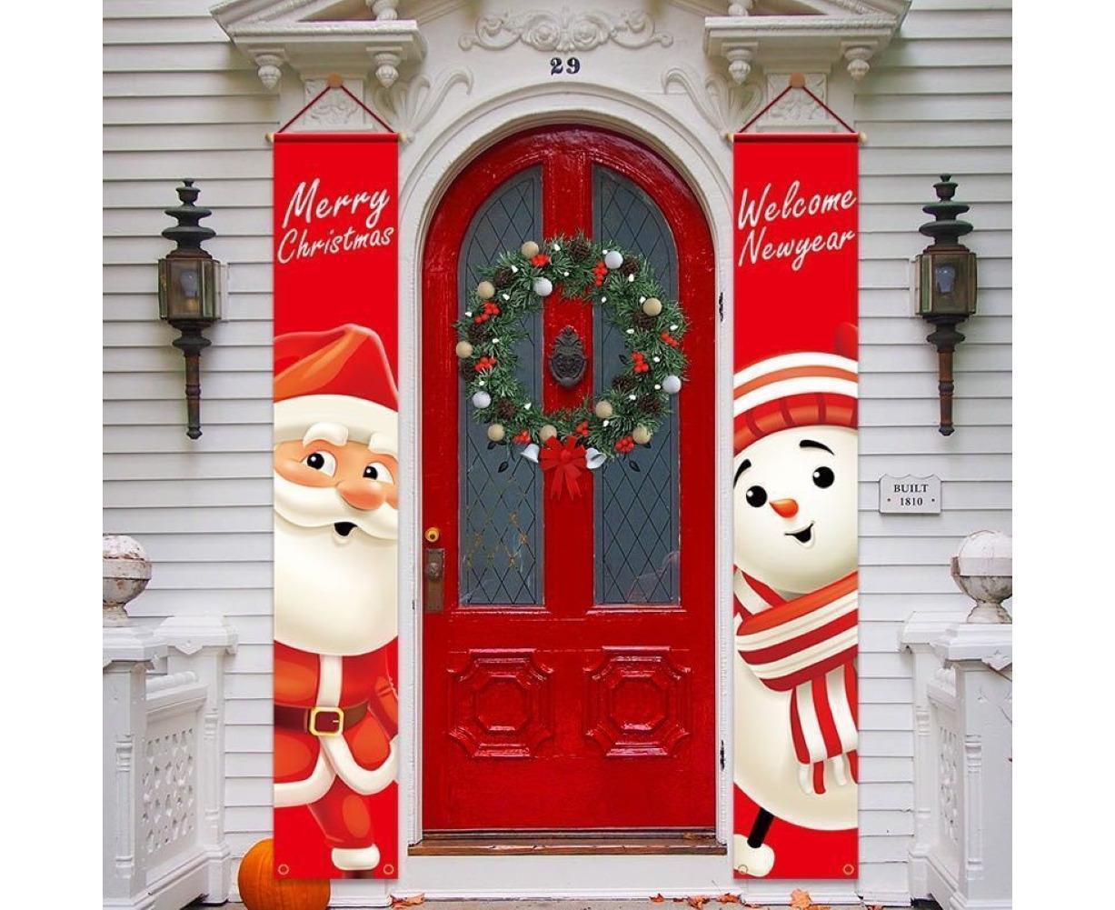 2Pcs/Set Door Hanging Banners Couplets Home Decor Ornaments for Christmas Party-1# V1263-JX-549