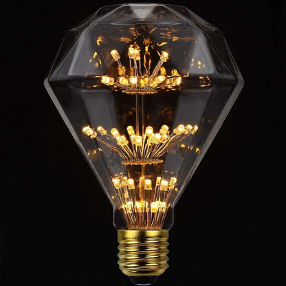 LED Vintage RGB Fireworks Light Bulb Glass E27 G95 Diamond V1263-JX-5498