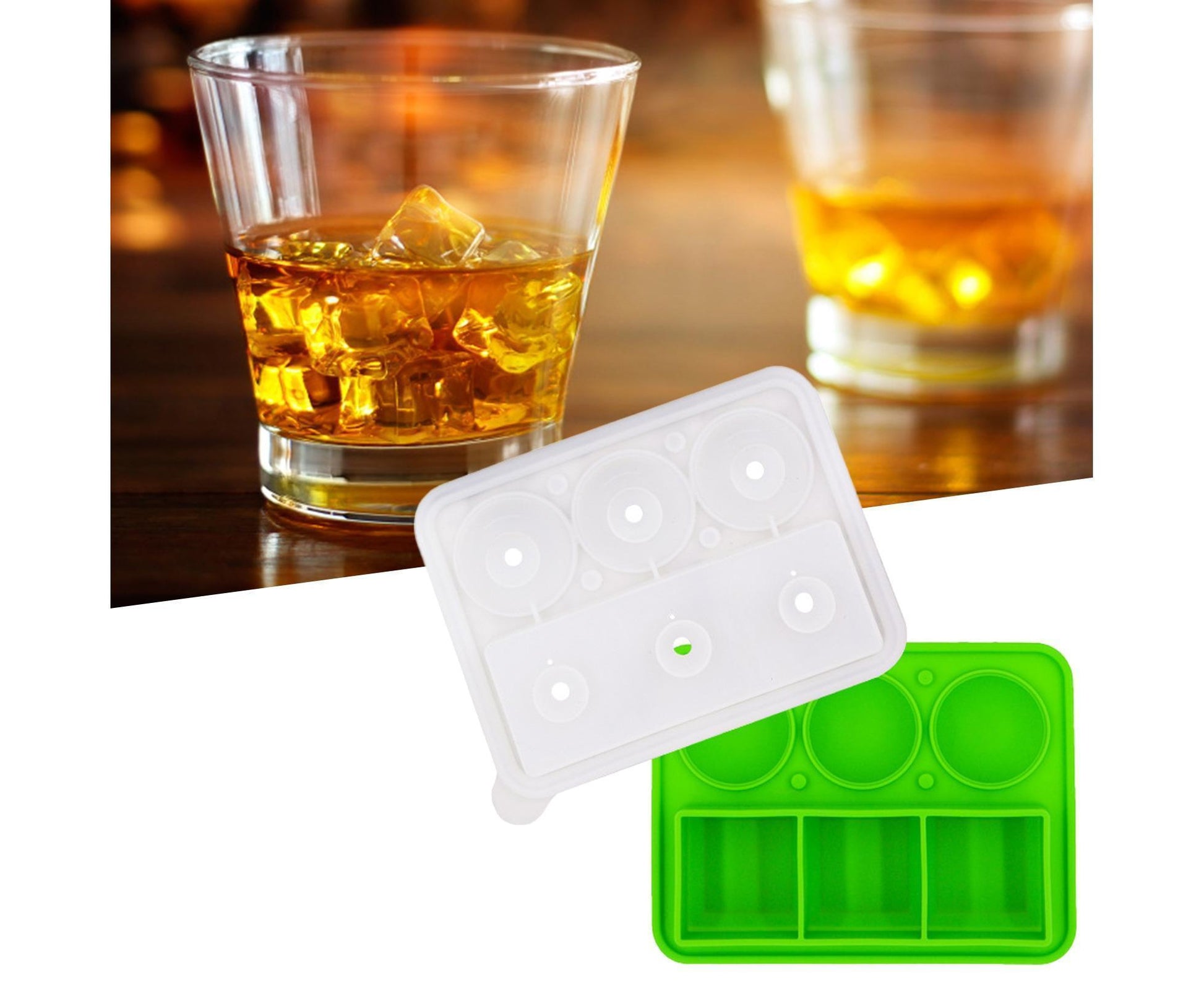 Ice Cube Mold Food Grade Quick Release Silicone Funnel Design Ice Ball Mold for Whiskey-Green V1263-JX-550