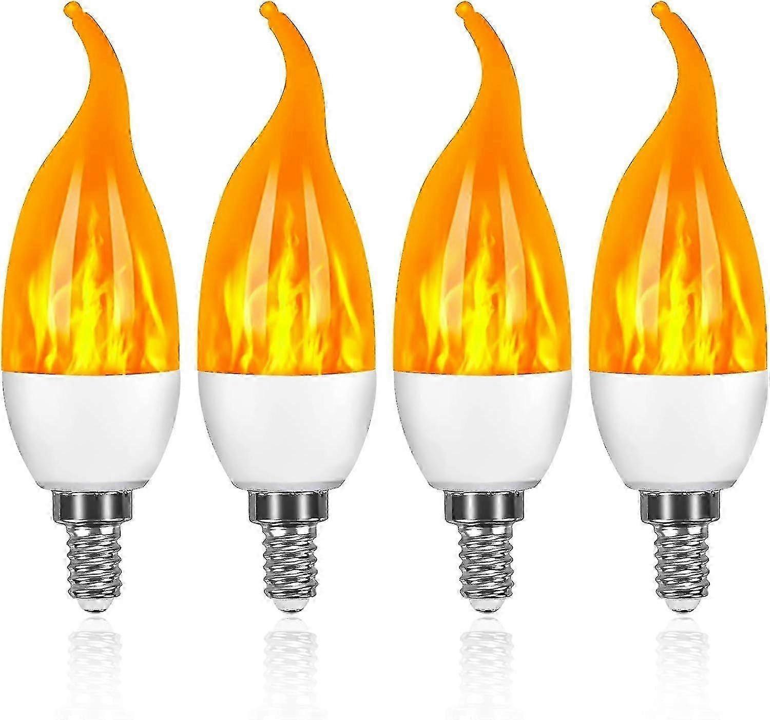 4 Pack E14 LED Flame Effect Bulbs 3 Modes Decorative Lights V1263-JX-5504
